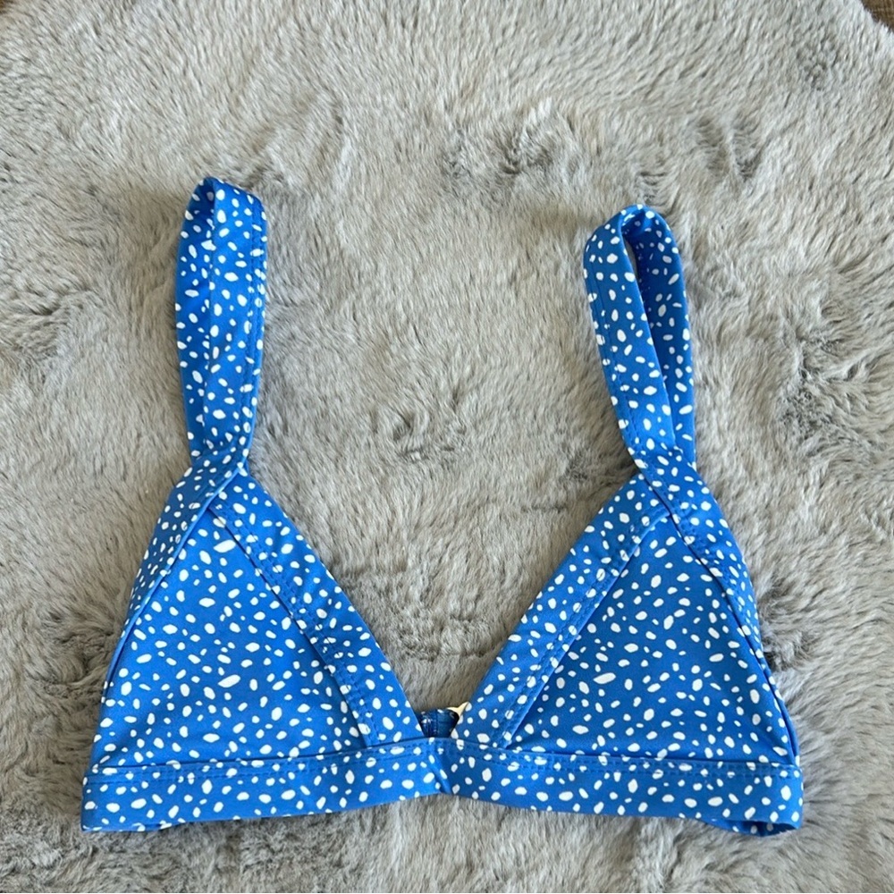 Blue Polka Dot Bikini Top